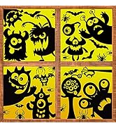 144 Pcs Halloween Window Clings,10 Sheets Window Stickers Decals (Cute Monsters)