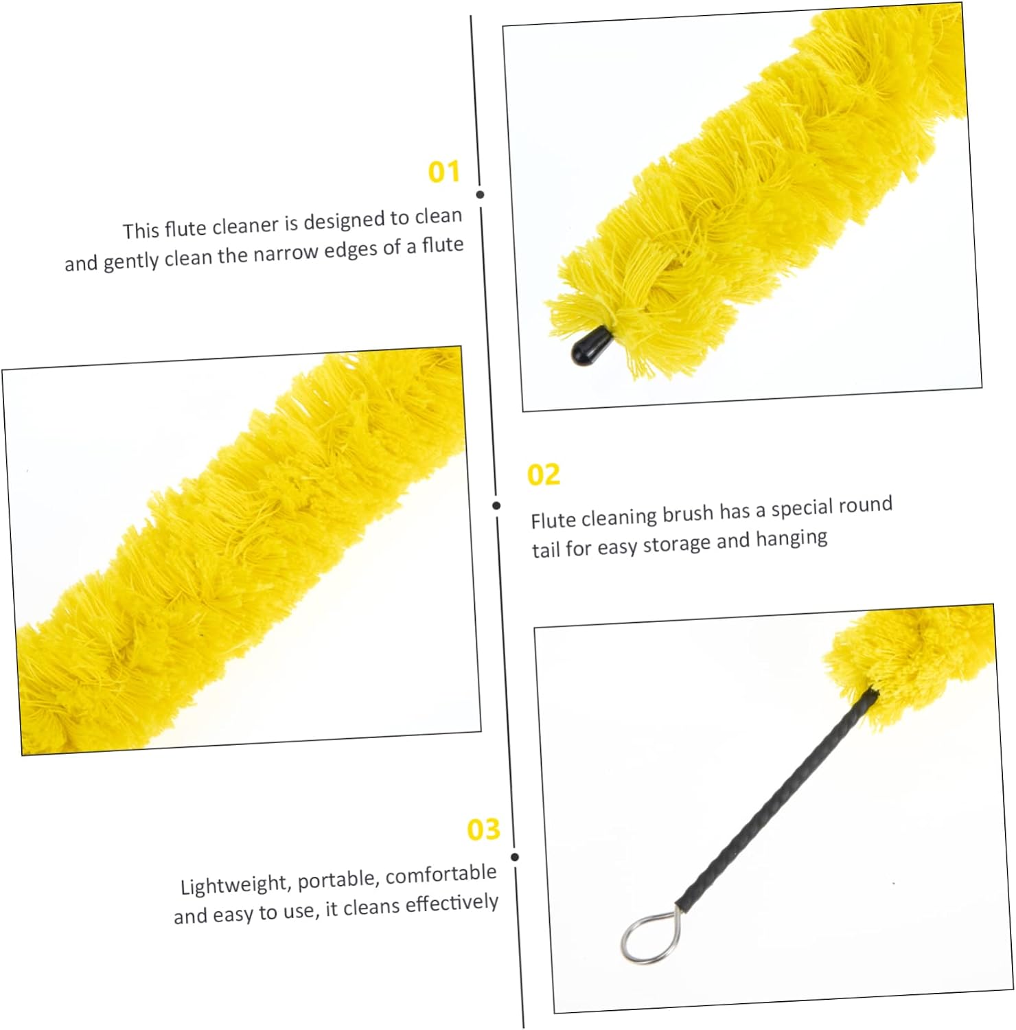 Abaodam 4pcs Flute Cleaning Brush Cotton Cleaning Tool for Flute Maintenance Compact Practical Design Safe Material for Beginners Extends Instrument Life