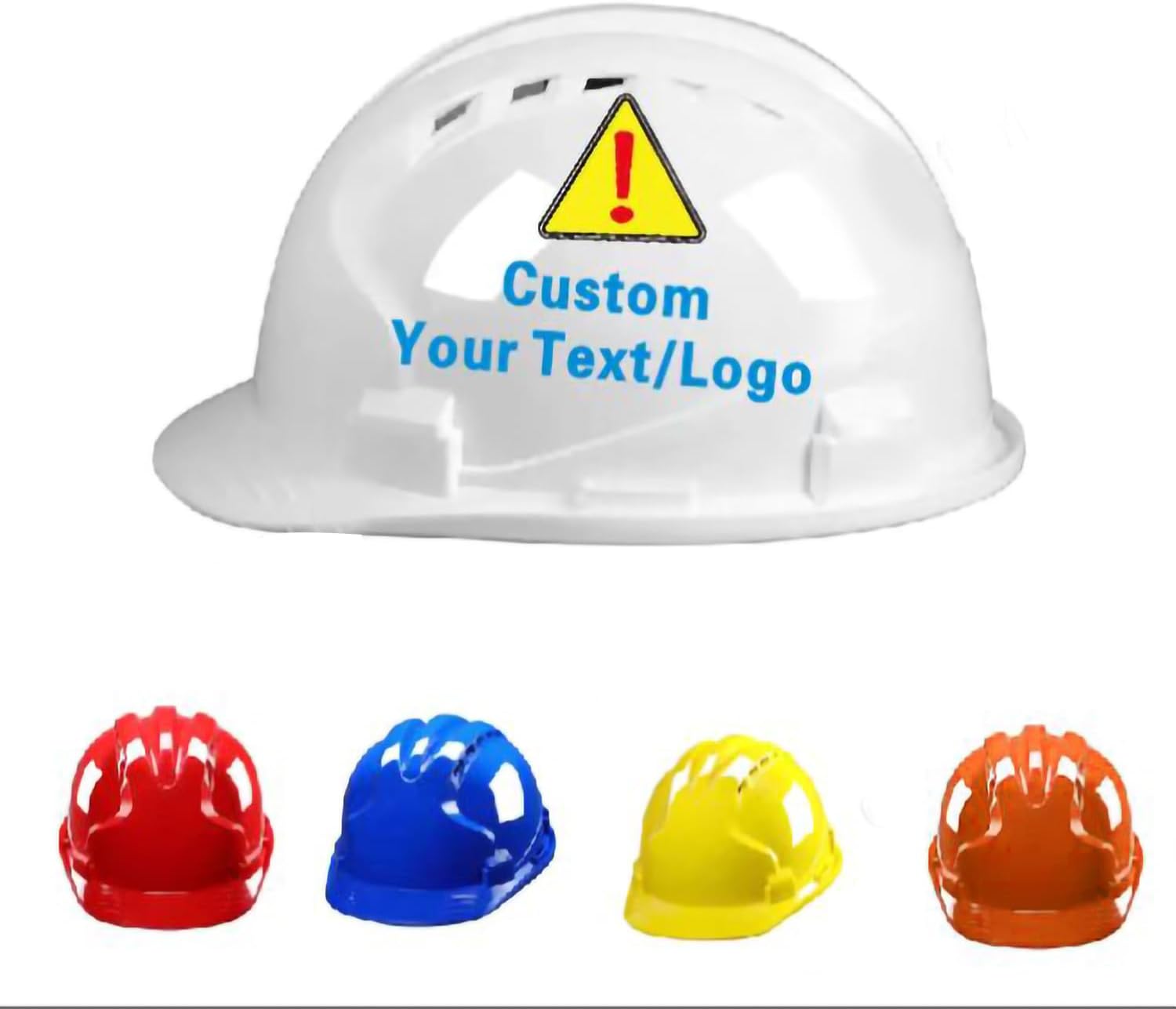 Custom Construction Helmets Custom Hard Hats Personalized Any Logo/Text Full Brim Cap 4 Point Ratchet Suspension Hard Hat with Vents for Work,Home Improvement,Headwear Protection