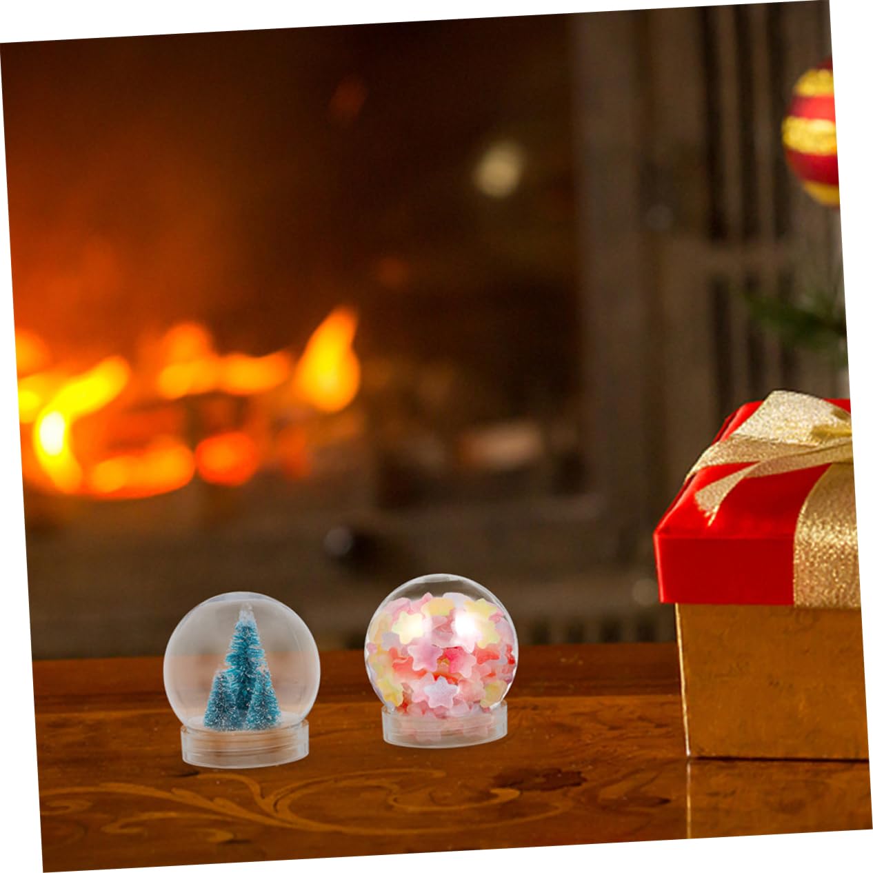 2 Series Bola De Nieve De Bricolaje Navidad Globo Decorativo Foto Bola De Nieve Bola De Nieve para Manualidades Bola De Nieve con Gorra El Plastico Transparente 20 Piezas*2