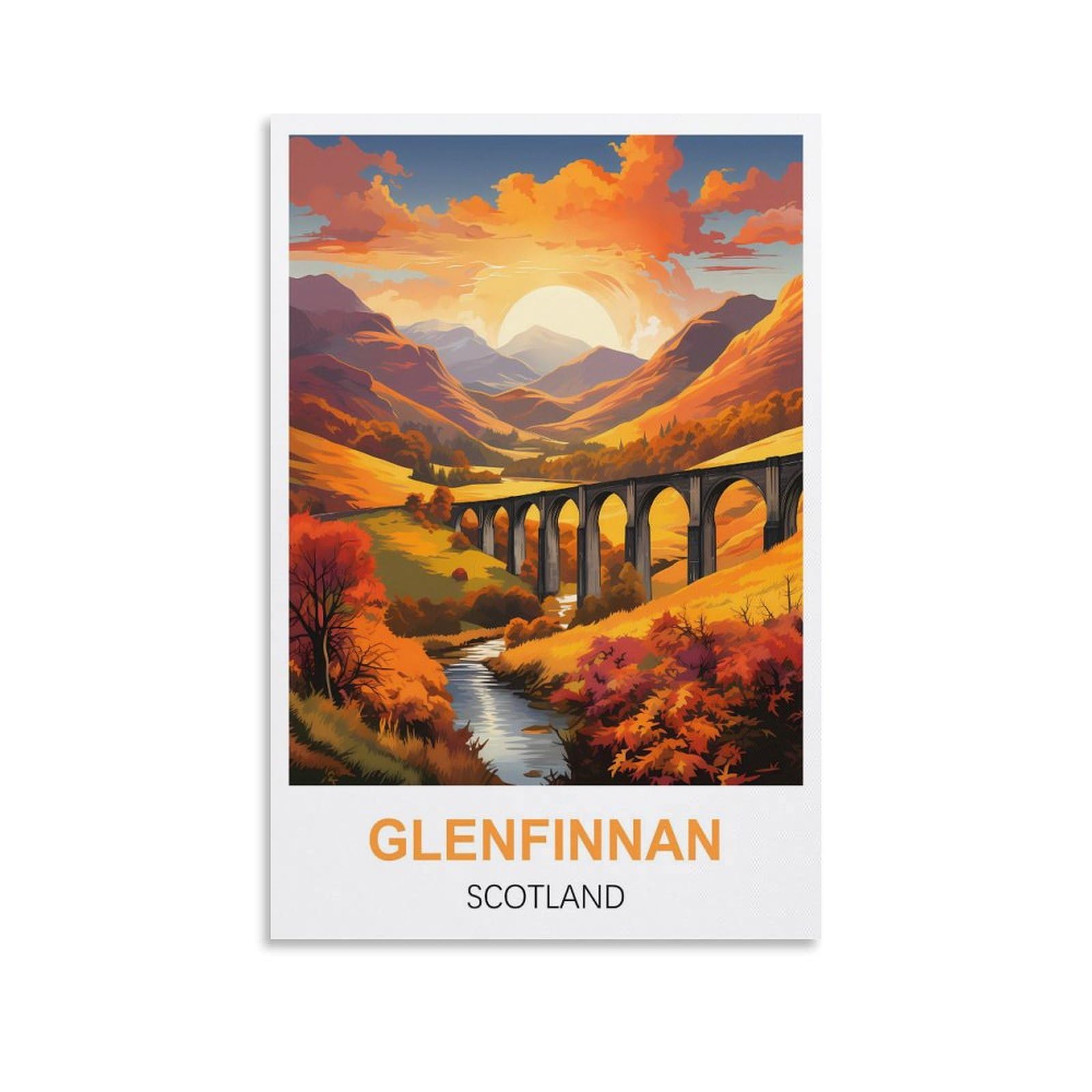 EZMLFA 5D Diamond Art Kits for Beginner,Glenfinnan Scotland,Diamond Picture Art for Beginner, DIY Gem Cross Stitch Creative Gift Home Wall Decor 50x60cm