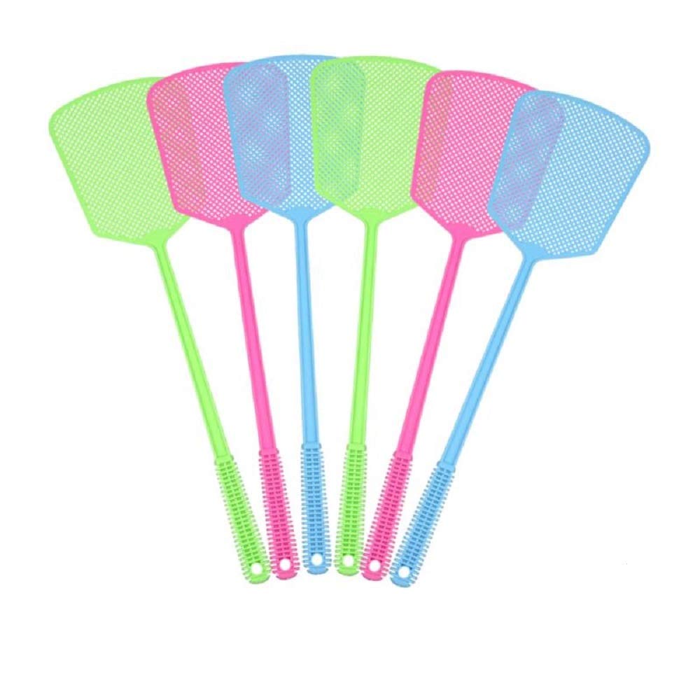 CheloryFly Swatter 6 Pack Fly Swat Set with Long Strong Plastic Handle Assorted Multi Colors Heavy Duty Fly Swatters
