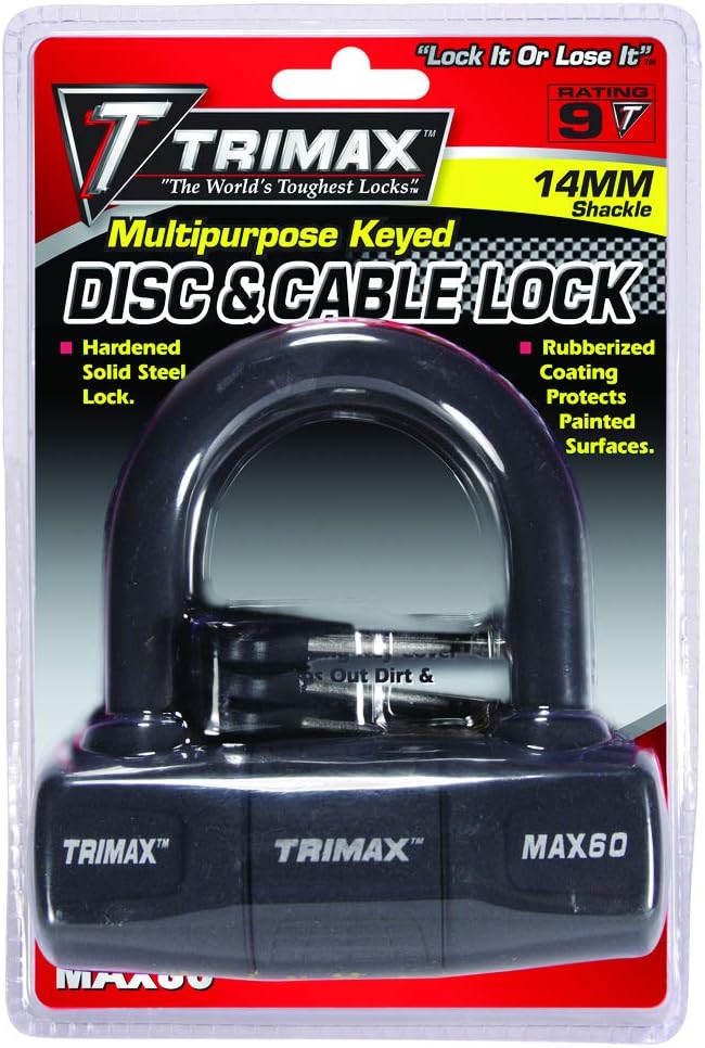 TRIMAX MAX60 Black Short Shackle U-Lock with PVC Sleeve