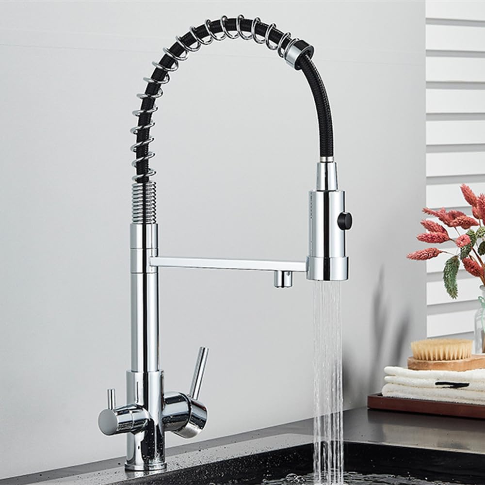 Robinet de cuisine gris pistolet idéal pour évier moderne avec purification d'eau intégrée