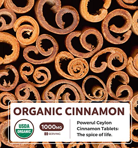 Usda Organic Ceylon Cinnamon (120 Tablets) 1000Mg Per Serving - Cinnamon Bark Supplement For Natural Support - No Powder, Capsules Or Pills #TOP1