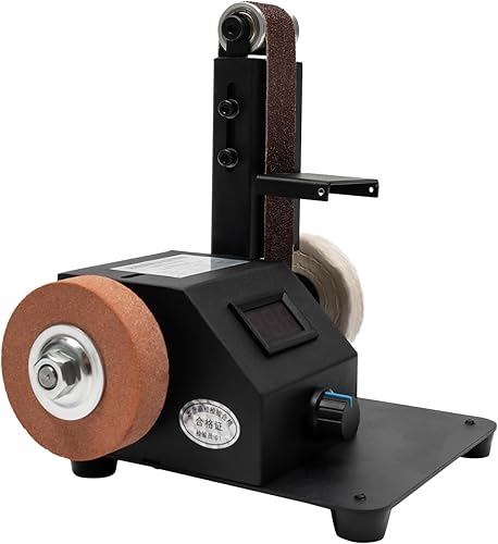 Miniatura 8 de Mini lijadora de banda de 350 W Lijadora de banda eléctrica Máquina de pulido de correa de pulido eléctrico, máquina lijadora de banco pequeño DIY