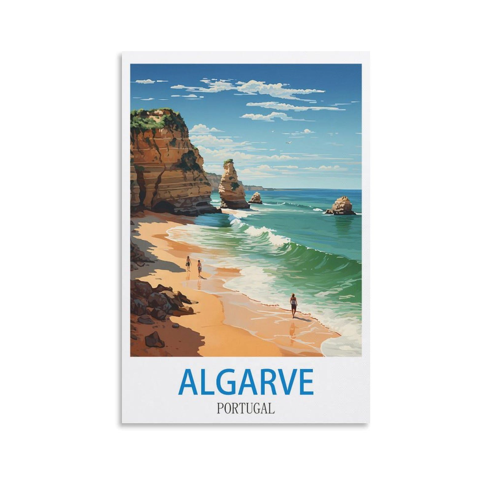 Lnmnjesg Unframe-Style Algarve Portugal Vintage Travel Posters 12X18inch(30X45cm) Canvas Painting Wall Art, Wall Decor Pictures Prints For Living Room Bedroom
