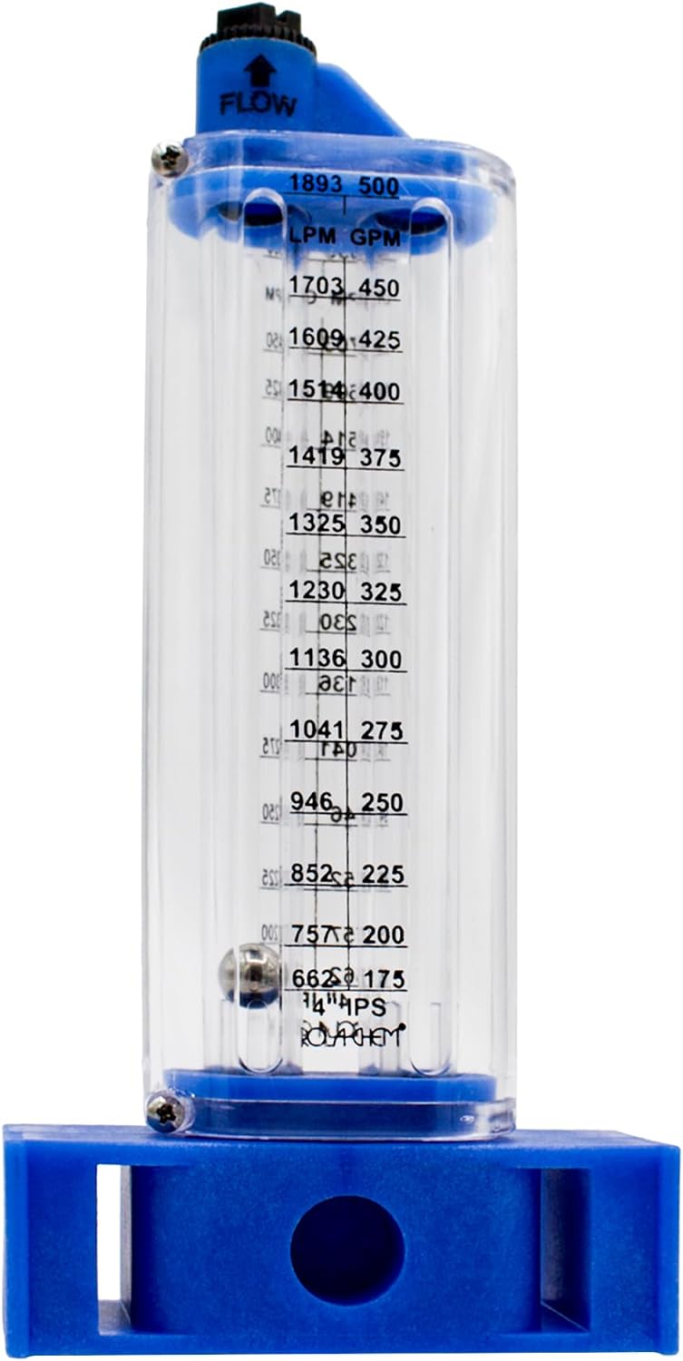 Rola-Chem 570381-V Flowmeter for 4 in. PVC Pipe, Vertical Installation, 175–500 GPM, 4" PVC/Galv Pipe — Accurate Flow Rate Measurement for Swimming Pools