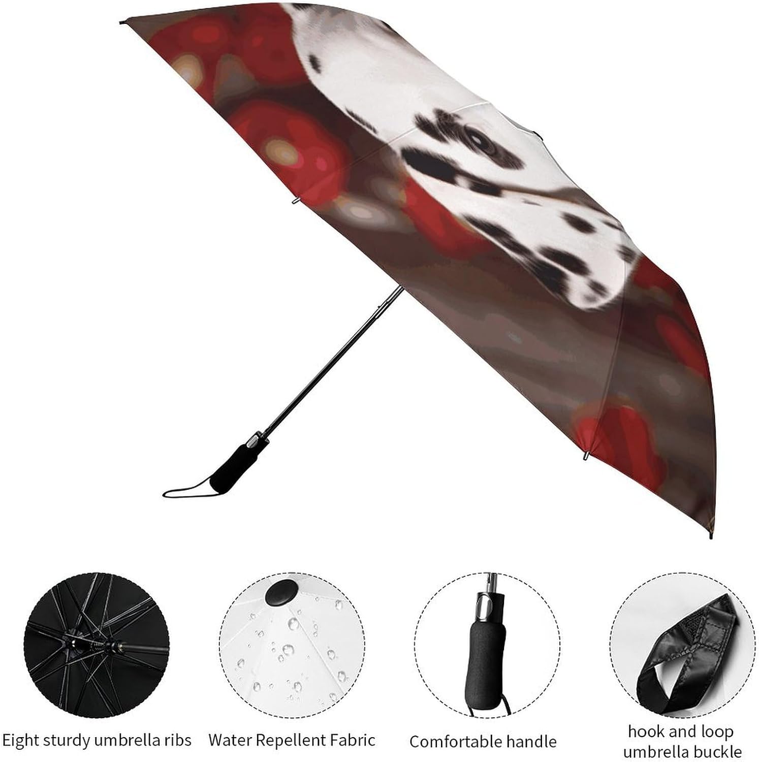 Dalmatian Puppy Umbrella for Rain Golf Umbrella | 43.3 inch Travel Portable Automatic Folding Umbrella for Rain Lightweight Travel Umbrella for Women Men