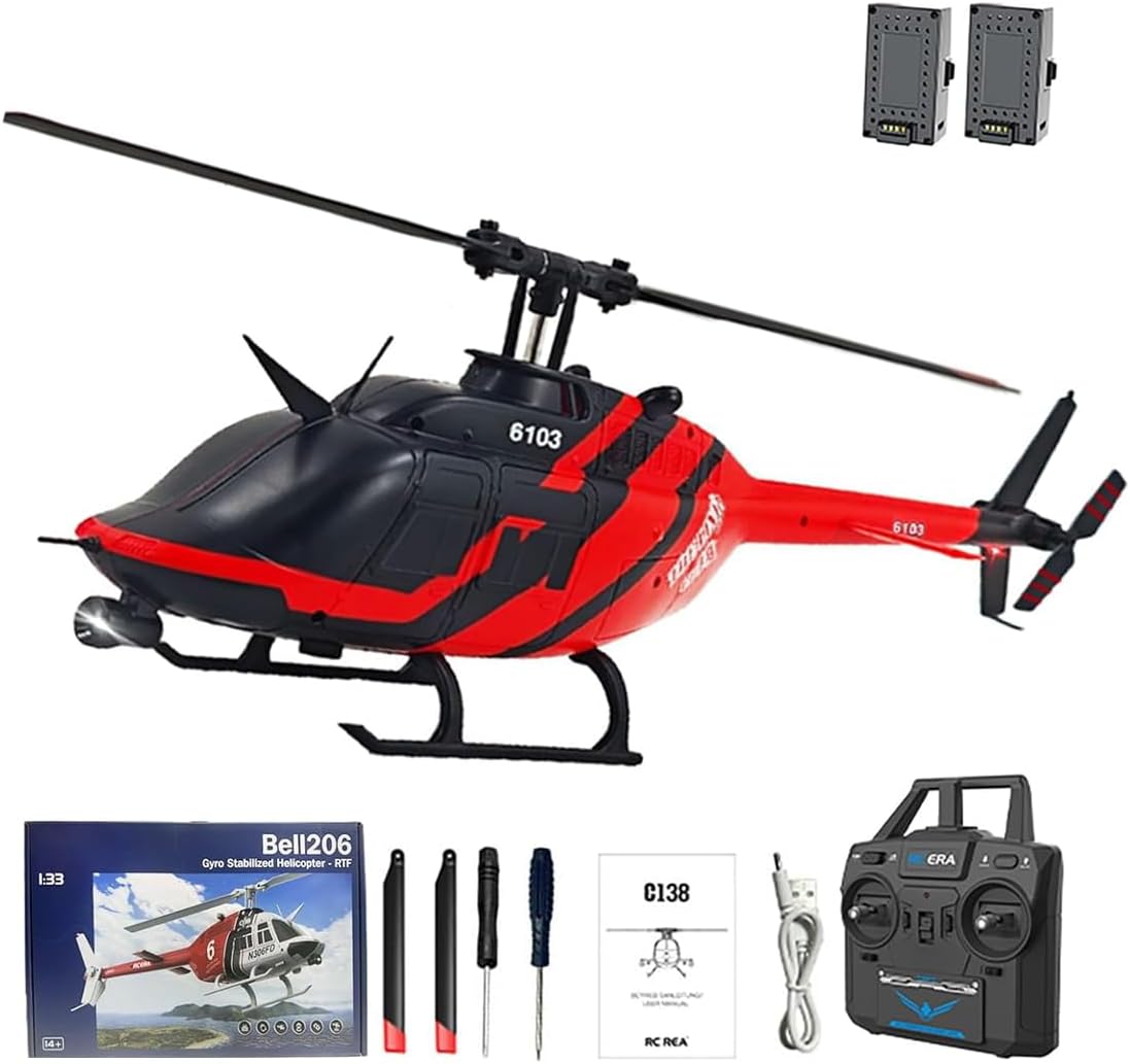 1/30 Scale C138 RC Helicopter with 6-axis Gyroscope, 2.4G 6CH Remote Control Aircraft with Altitude Hold and Optical Flow Positioning, One-Key Takeoff/Landing, Gift for Adults