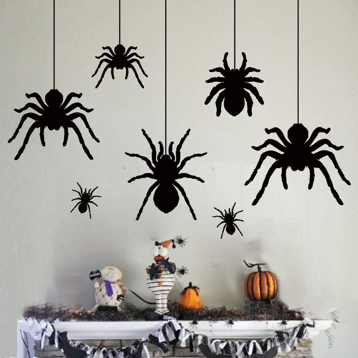 IvenfHalloween Decorations, Extra Large Scary Spider Wall Decal Window Decor Party Supplies, 2 Sheet 51pcs