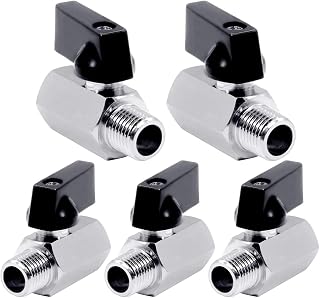 Beduan 1/8 NPT Brass Mini Ball Valve NPT Female x Male Shut-Off Valve 5PCS