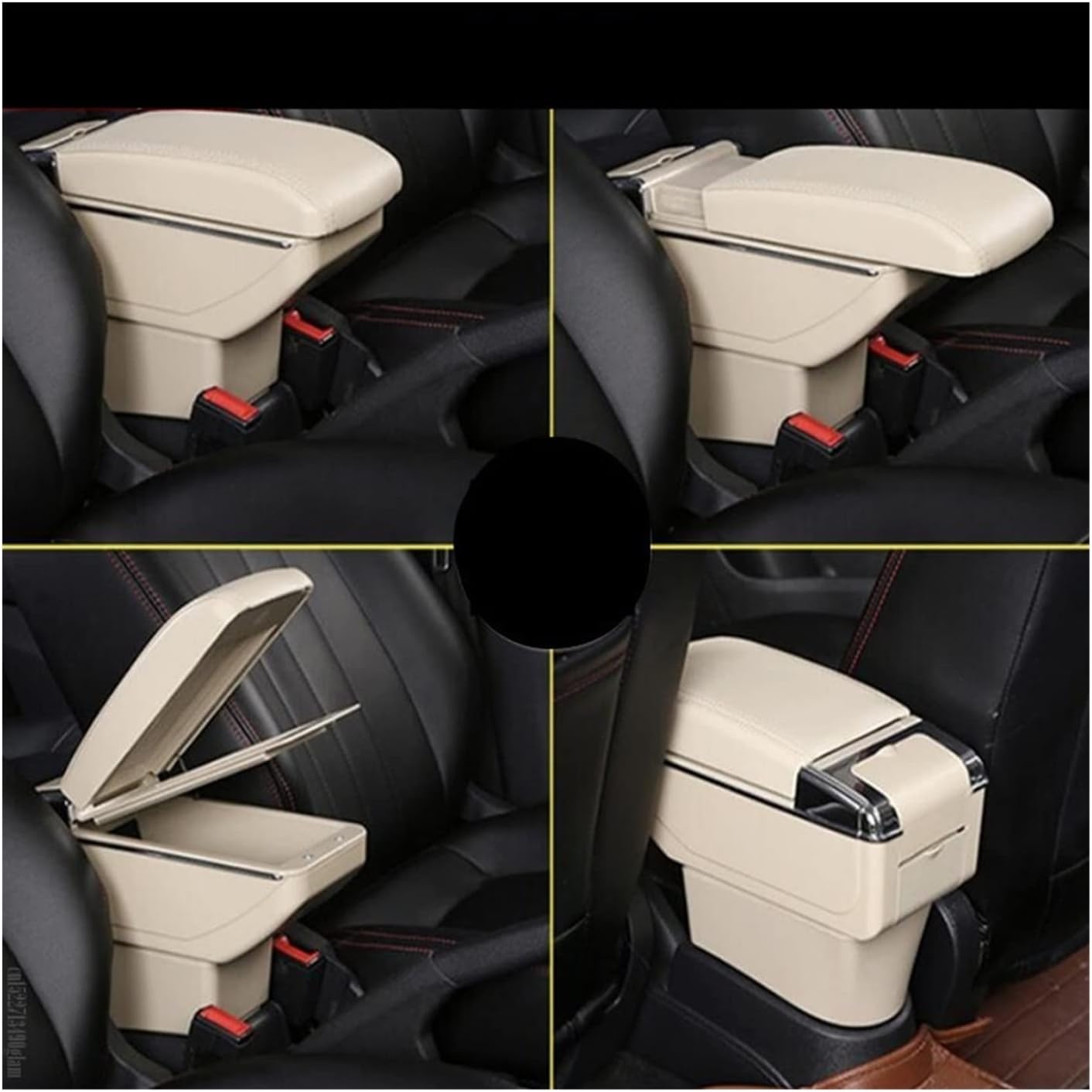 DZSTAIYOUSMCar Armrest Box Armrest For Fiat For Punto For Palio For Brava For Bravo 500 For Linea For Marea Central Store Content Box Armrest Hidden Storage Box (Color : Black)
