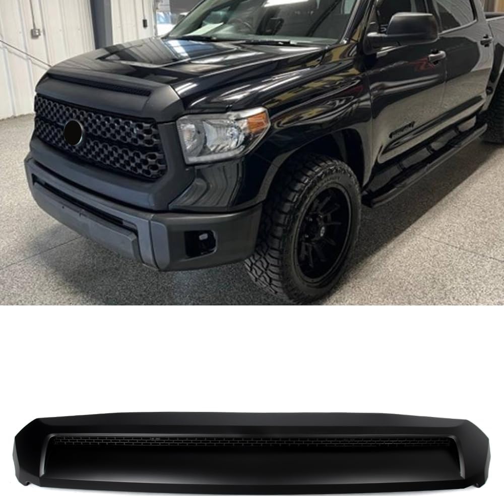 Hood Scoop Bulge Molding Compatible with 2014-2021 Toyota Tundra Matte Black Front Upper Grille Trim Replace for 76180-0C030,761800C030