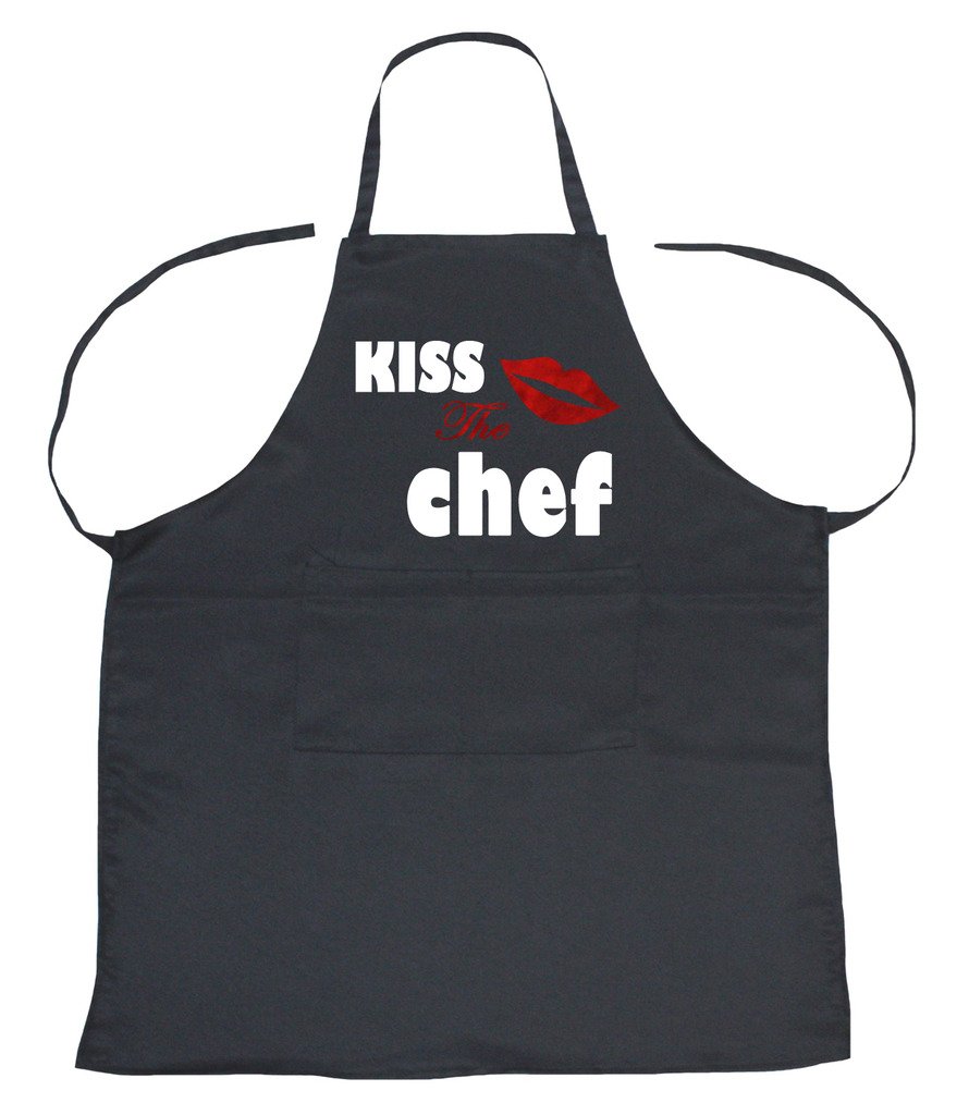 Petitebelle Unisex Black Kiss The Chef Lips Polyester Kitchen Apron For Adult (Black)