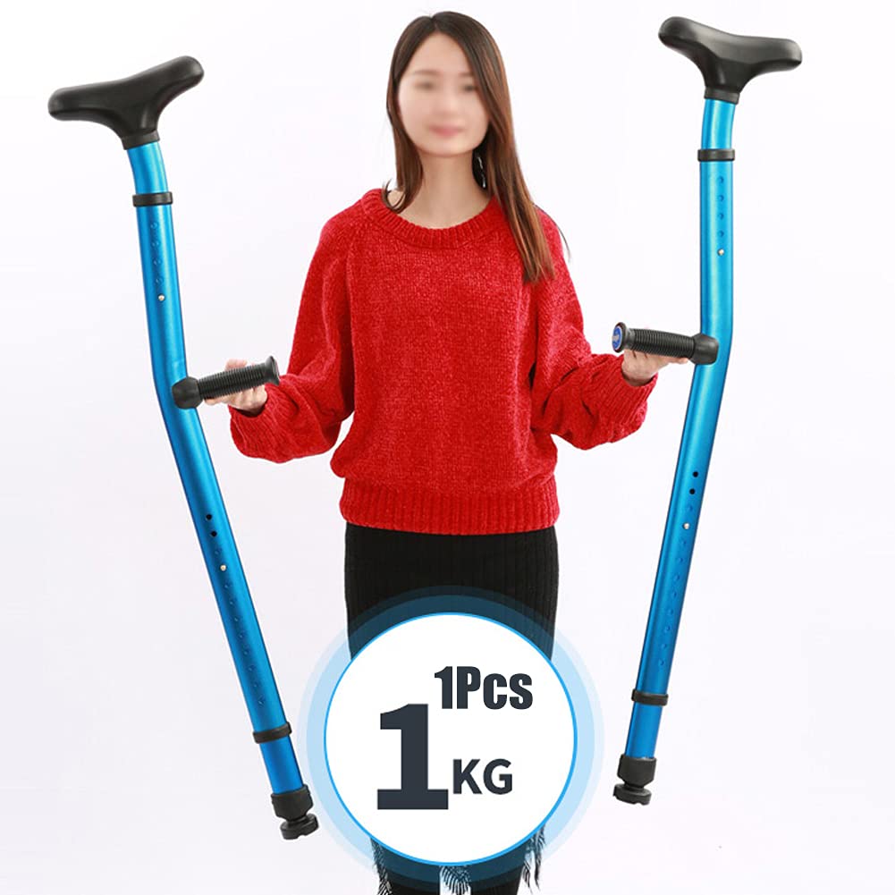 Aluminiowe kule pod pachami, niebieskie, lekkie, regulowane kule dla dorosłych, wzrost użytkownika od 150 cm do 190 cm, dla osób starszych niepełnosprawnych i niepełnosprawnych fizycznie, 2 sztuki