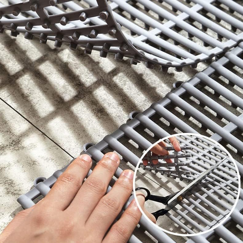 Miniatura 4 de Alfombrillas de ducha con rayas cuadradas, suaves, antideslizantes, 12 unidades de 11.8 x 11.8 pulgadas, tapetes de baño entrelazados, tapete