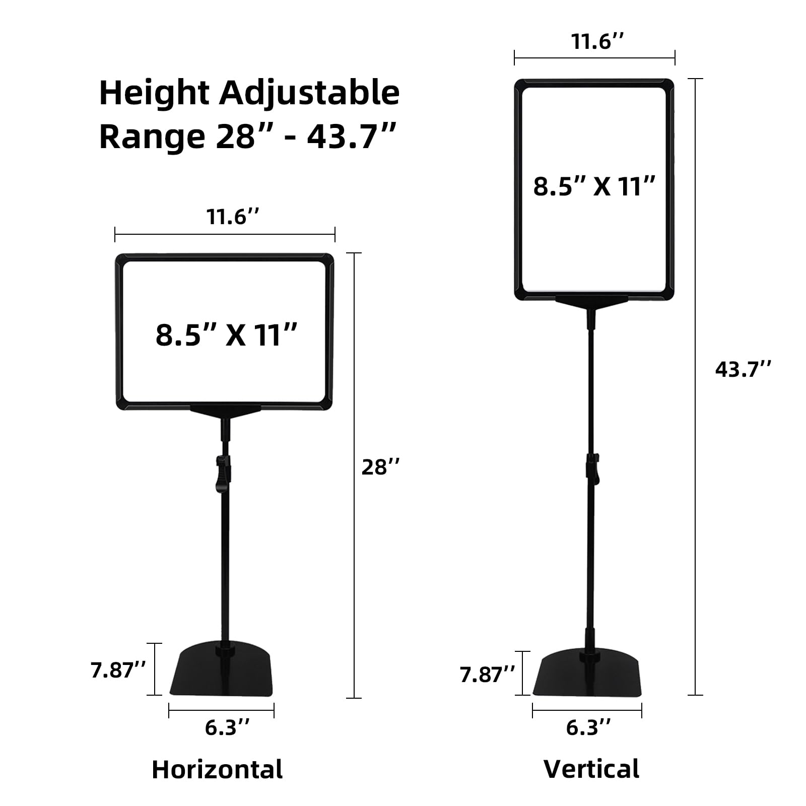 Soporte para letreros de 8.5 x 11 pulgadas, soporte para letreros para exhibición, soportes ajustables para letreros de mesa, soportes para letreros de mesa, apto para uso en interiores