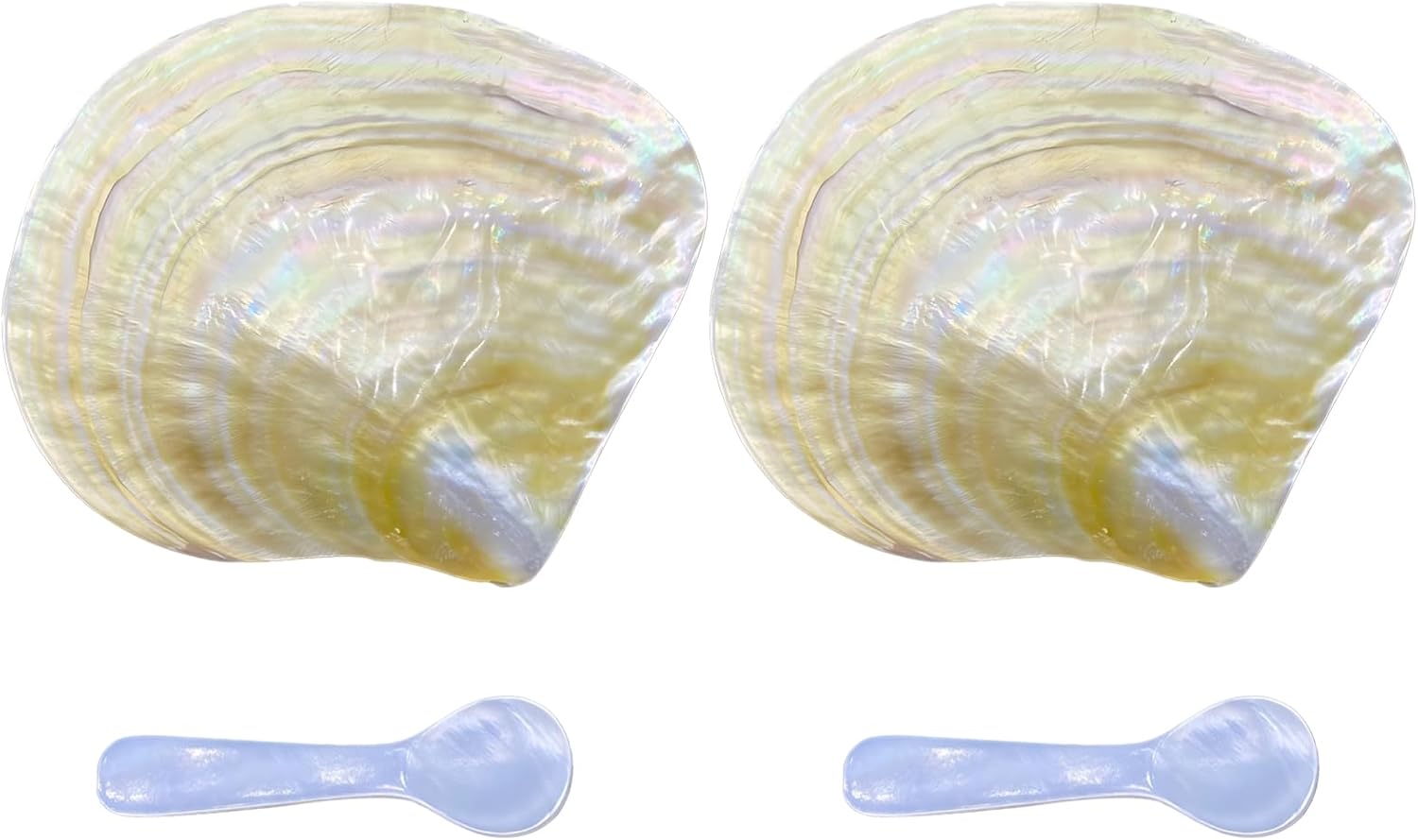 2 Pcs Shell Server Set, Pearl Caviar Spoon Included, Natural Shell Serving Dish, Elegant Dessert And Appetizer Presentation
