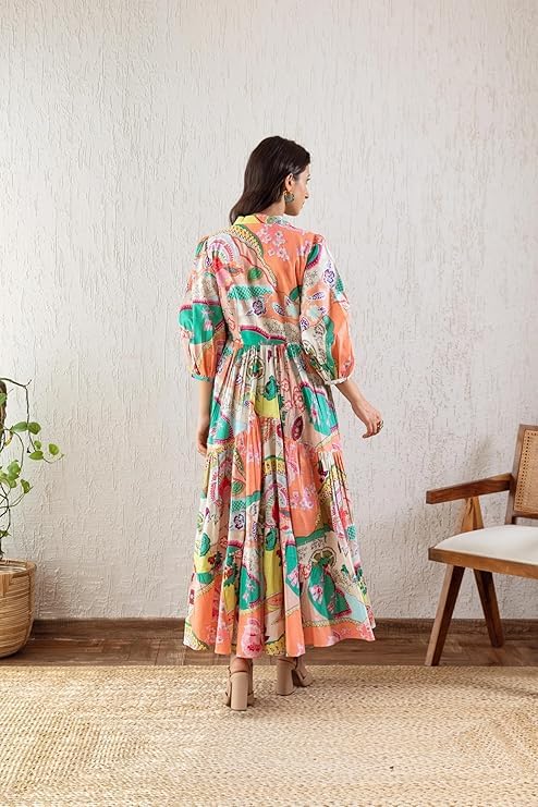 Image of GRECIILOOKS Women Dress | Elegant V Neck Casual Western Dresses | Women's Printed Maxi Dress | Floral Printed Dress for Womens | Trendy Vacation, Party & Beach Outfit