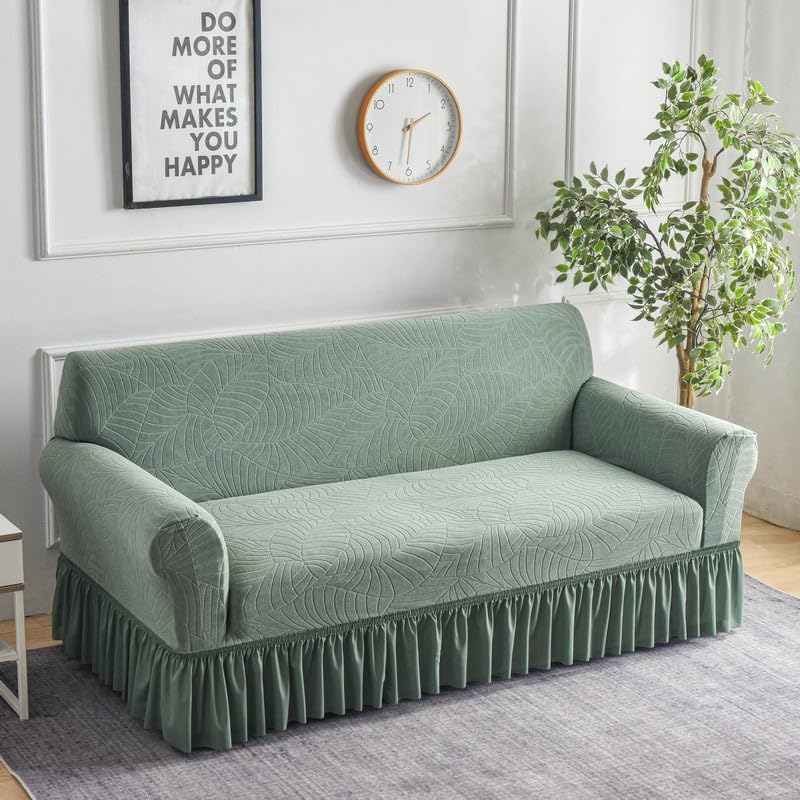 Housse de canapé élastique verte | Protection durable de meuble