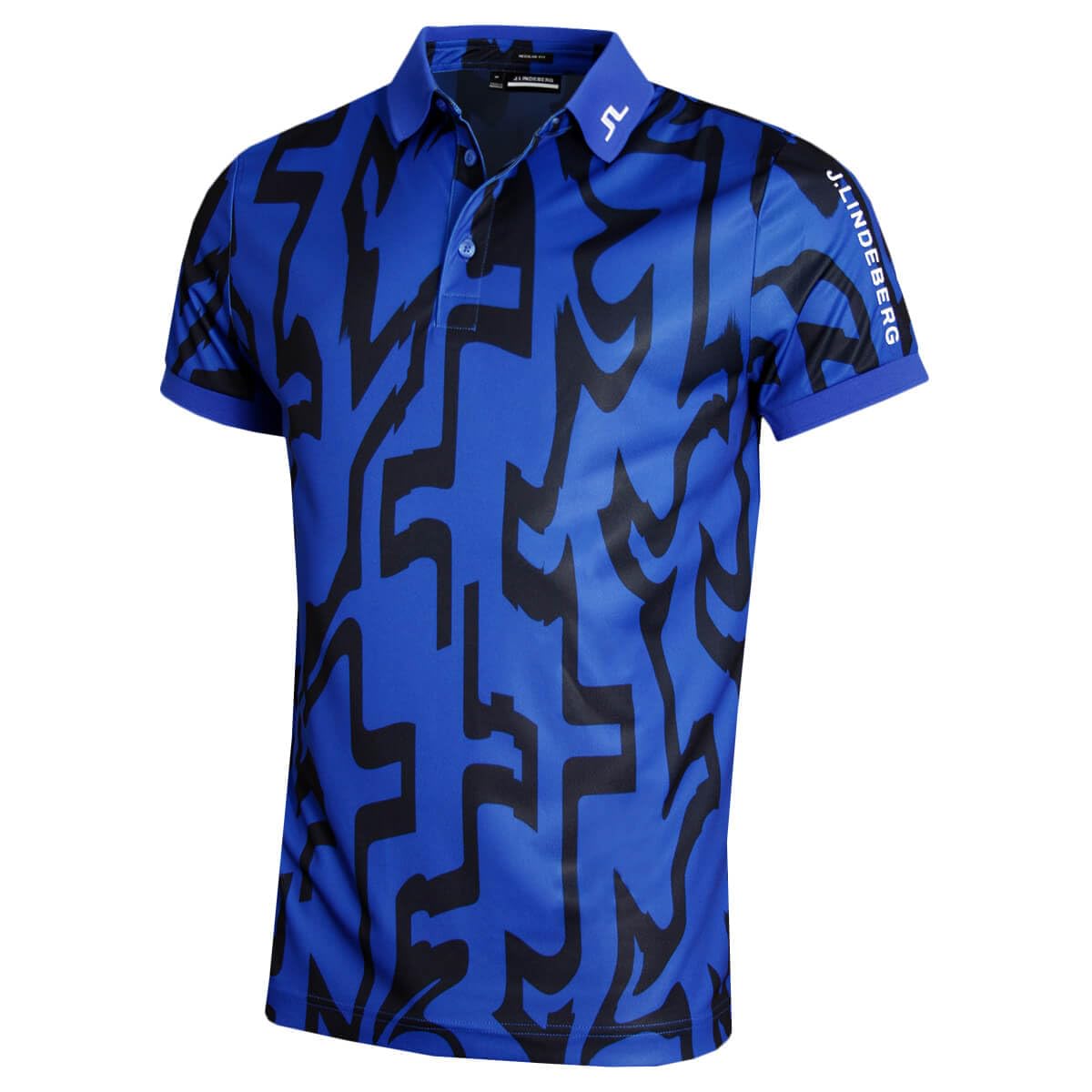 J.lindeberg Men's G Bridge Blue Tour Tech Reg Fit Polo Shirt - Glitch Bridge Blue - S