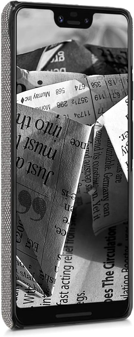 kwmobile Fabric Case Compatible with Google Pixel 3 XL - Case Hard Protective Phone Cover with Material Texture - Light Grey