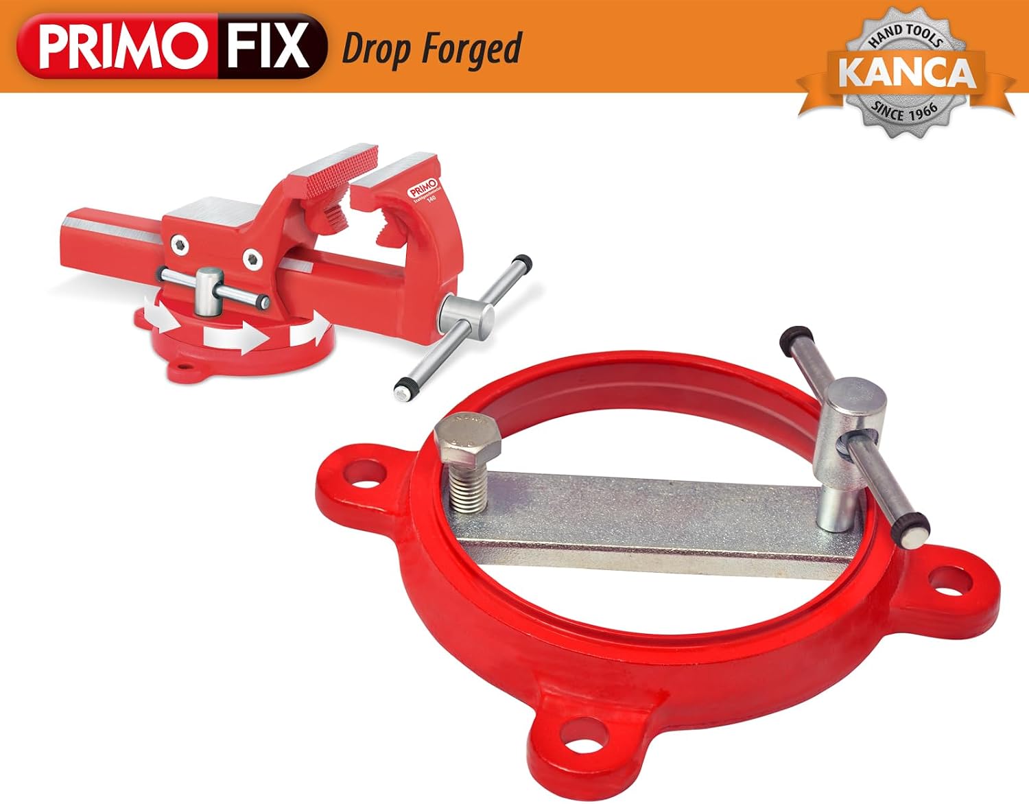 KANCA PRMPL-140,PRIMO PIPE AND BENCH VISE With 360° Rotating Swivel Base,Drop-Forged Pipe and Bench Vise,Jaw Size 5.6", Max Jaw Opening 7.5",Strong Hand Tools and Machinist Vise (5.6")