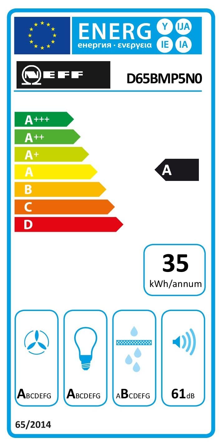 NEFF D65BMP5N0 Dunstabzugshaube N70, 60cm, Abluft oder Umluft, Energieeffizienz A, Edelstahl