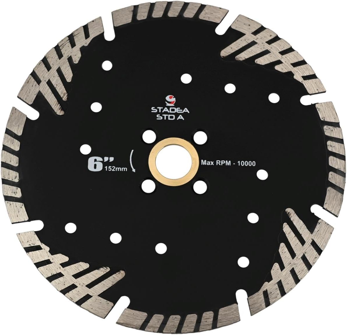 Stadea SBD124K Diamond Saw Blade 6-Inch Continuous Turbo Dry Cutting -Cuts Granite, Quartz, Engineered Stone Fits Grinder, Saw Cutter, 8 MM Segments - Pack of 10