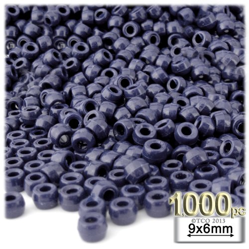 1,000Pc Plastic Round Opaque Pony Beads 9X6Mm Dark Purple Beads #TOP6