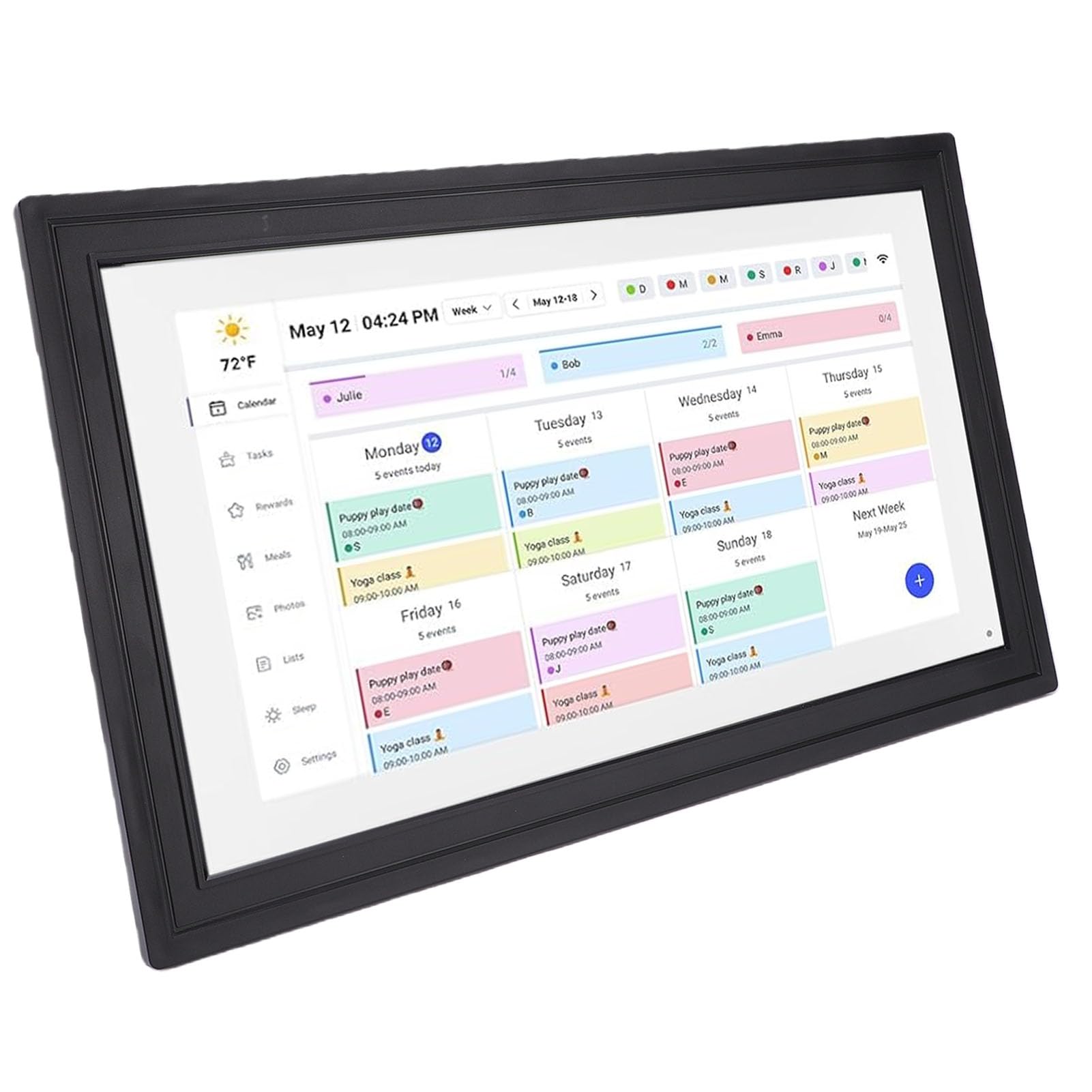 21,5-Zoll-Smart-Touchscreen-Digitalkalender, an der Wand Montierbarer WiFi-Familienorganisator mit Interaktiver Aufgabentabelle und App-Steuerung, für Cozi Yahoo Sync (EU-Stecker)