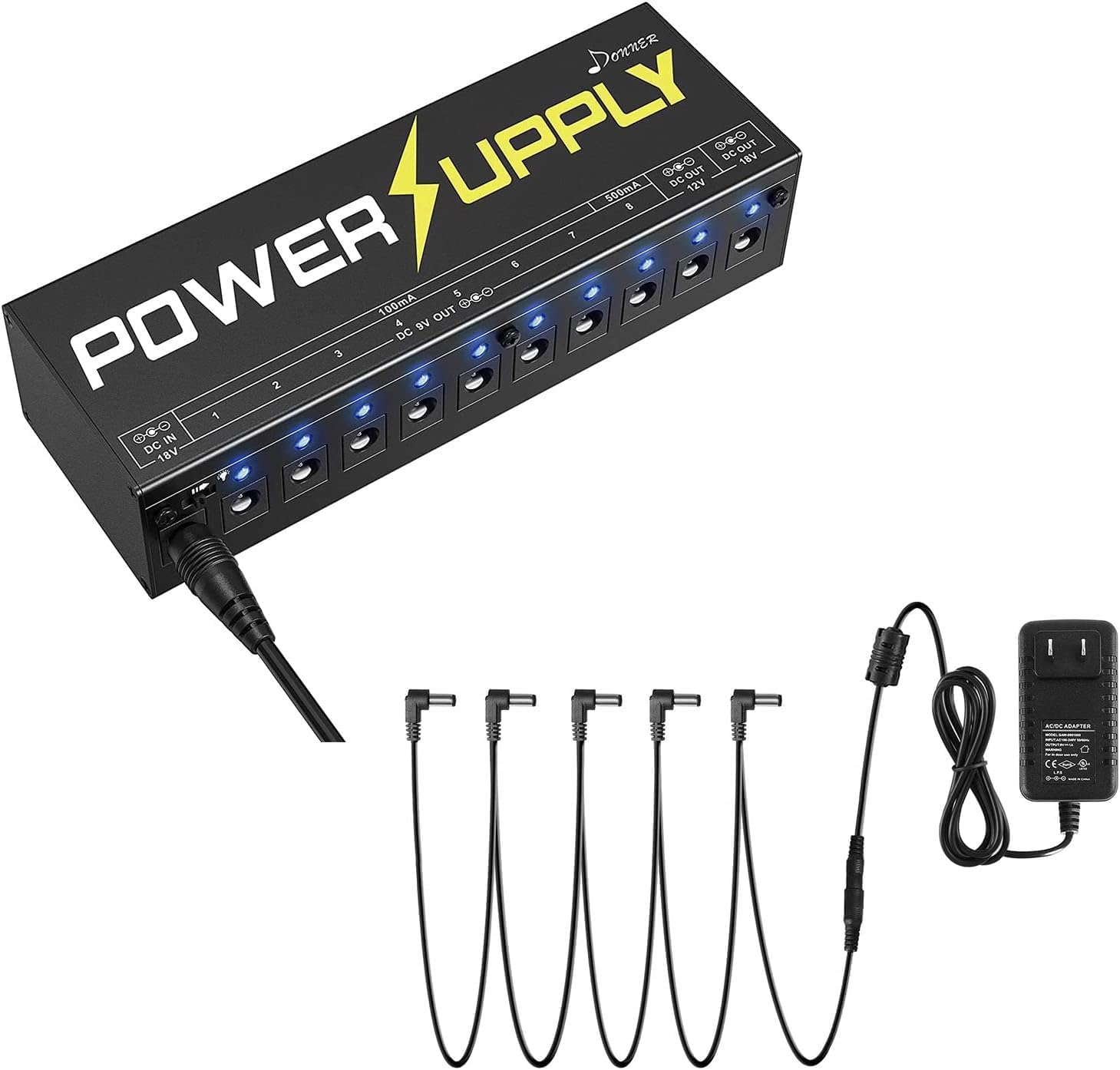 Donner DPA-1 Guitar Pedal Power Supply Adapter + DP-1 Guitar Power Supply