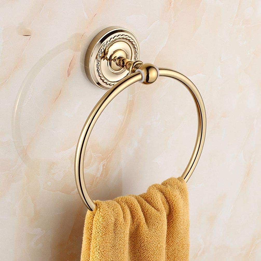 Hand Towel Holder Full Towel Ring Towel Rack Antique Gold-Plated Copper Towel Ring Hanging Ring European Sanitary Towel Racks (Color : Gold)