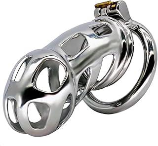 Jaula De Castidad De Acero Inoxidable Para Pene Masculino,Anillo De Pene Transpirable,Fetiche,Juguete Sexual Para Hombres,Color Blanco,40 Mm