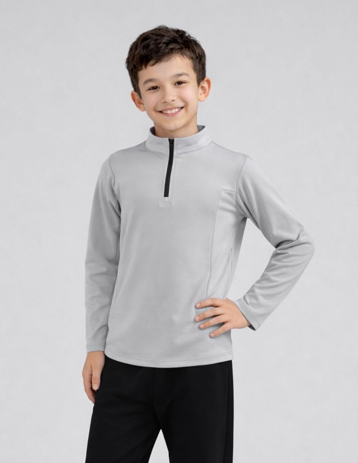 3 Pack Youth Boys Slim Fit Athletic Quarter Zip Pullover Shirts, Lightweight Long Sleeve Jackets Performance Tops