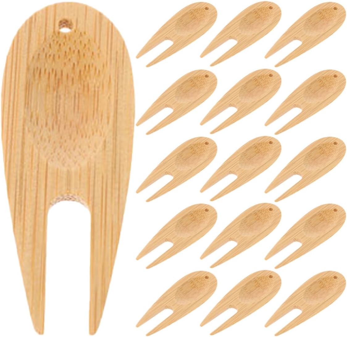 Multifunctional Golf Divot Tool Lightweight Portable Fork 16pcs with Ball Marker with Elegant Sophisticated Appearance for Lawn and Golf Turf Repair