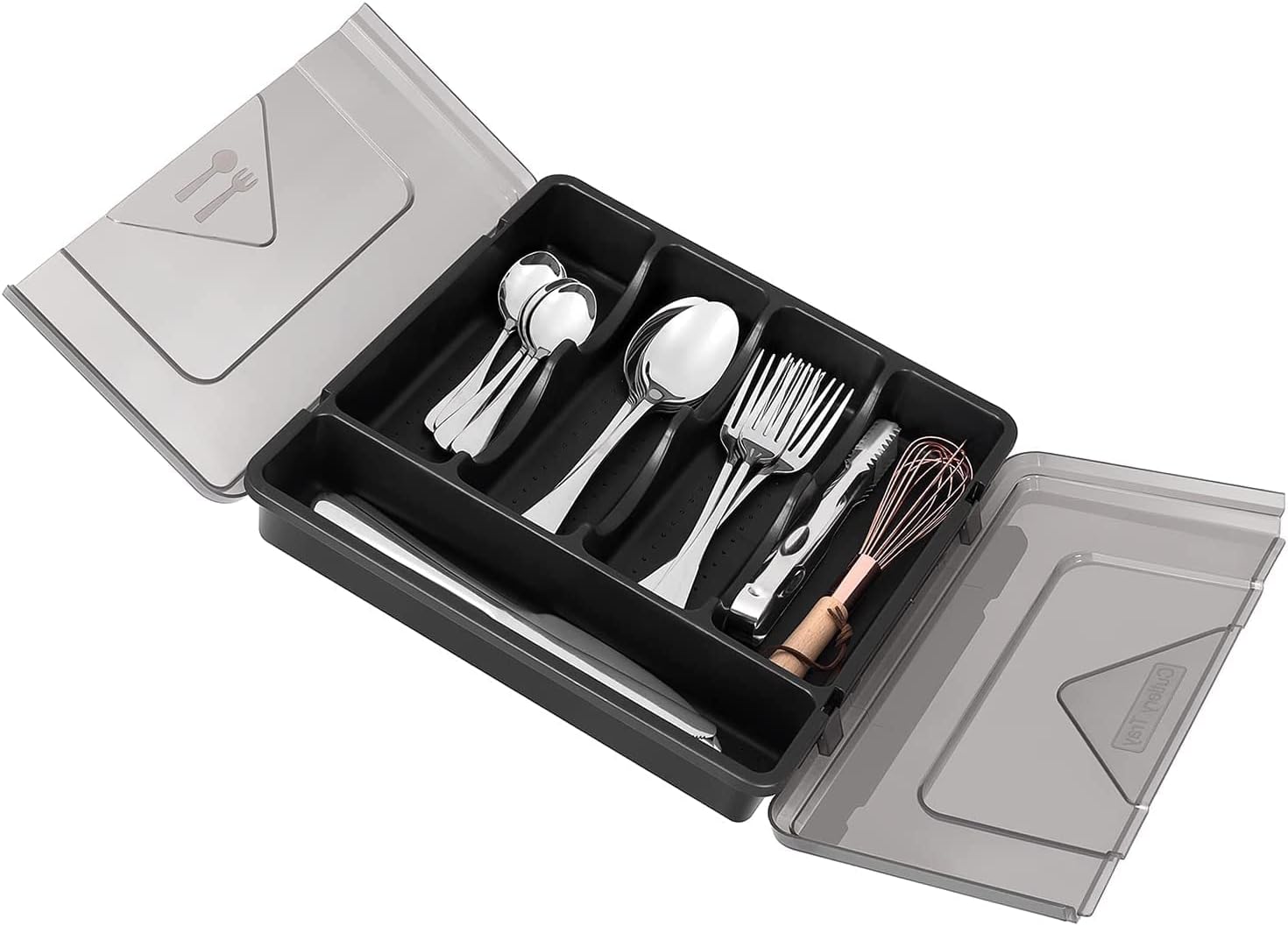 Goehiaul Silverware Organizer with Lid Silverware Tray for Drawer