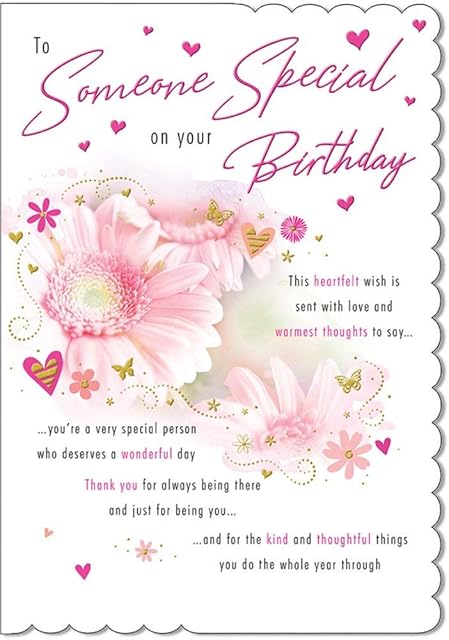 Traditional Birthday Card Someone Special - 9 x 6 inches - Piccadilly Greetings,pink