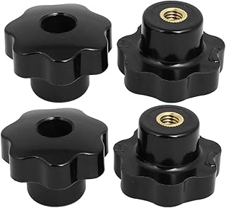 Aexit M8x39mm Plastic Knobs & Hand Wheels Head Female Thread Screw On Type Clamping Knobs Grips Star Knobs Black 4pcs