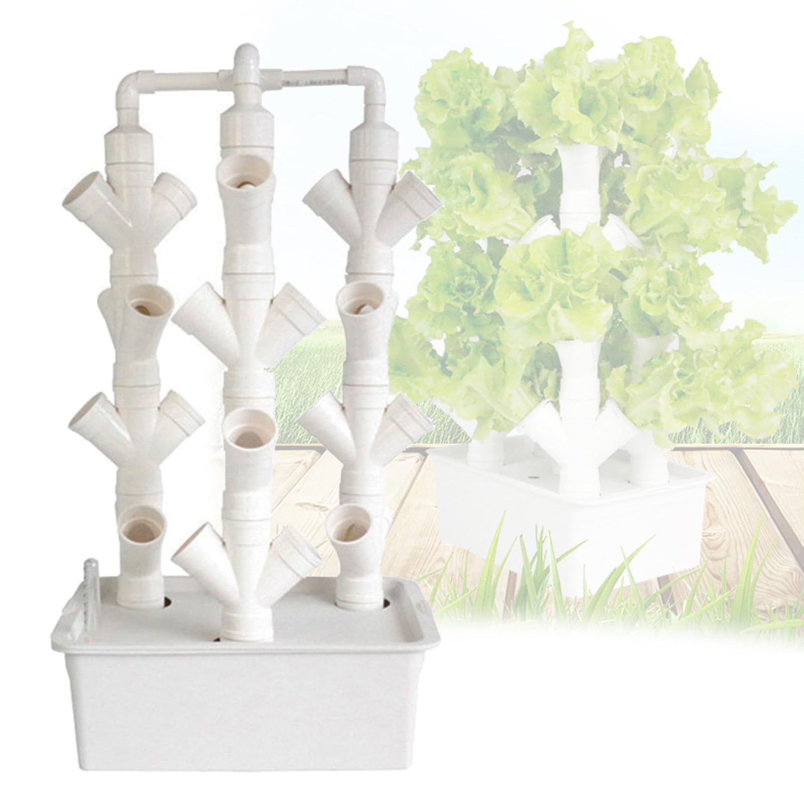 Kit de Cultivo hidropónico de 16/24 Orificios, Sistema de Cultivo hidropónico de jardín con Torre hidropónica con Bomba hidratante, Adaptador para Hierbas de Interior, Frutas y Verduras,24ho
