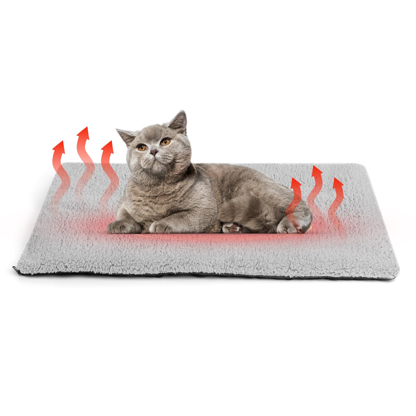 Self Warming Cat Bed, Heated Cat Bed, Noiseless Cat Heating Bed Pad, Self Heating Cat Dog Mat, Extra Warm Thermal Pet Pad for Indoor Outdoor Pets with Removable Cover Non-Slip Bottom Washable (Medium)