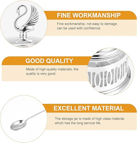 Miniatura 3 de BESTonZON tarro de vidrio azucarero de vidrio recipientes de coctelera de queso dispensador de condimentos: cisne