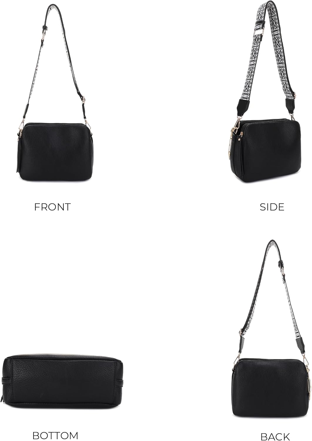 JESSIE & JAMES Rebecca Triple Compartment Lock and Key Lightweight Medium Crossbody Purse with Guitar Strap | Triple Compartment, Lock and Key, Lightweight, Medium, Guitar Strap - Image 6