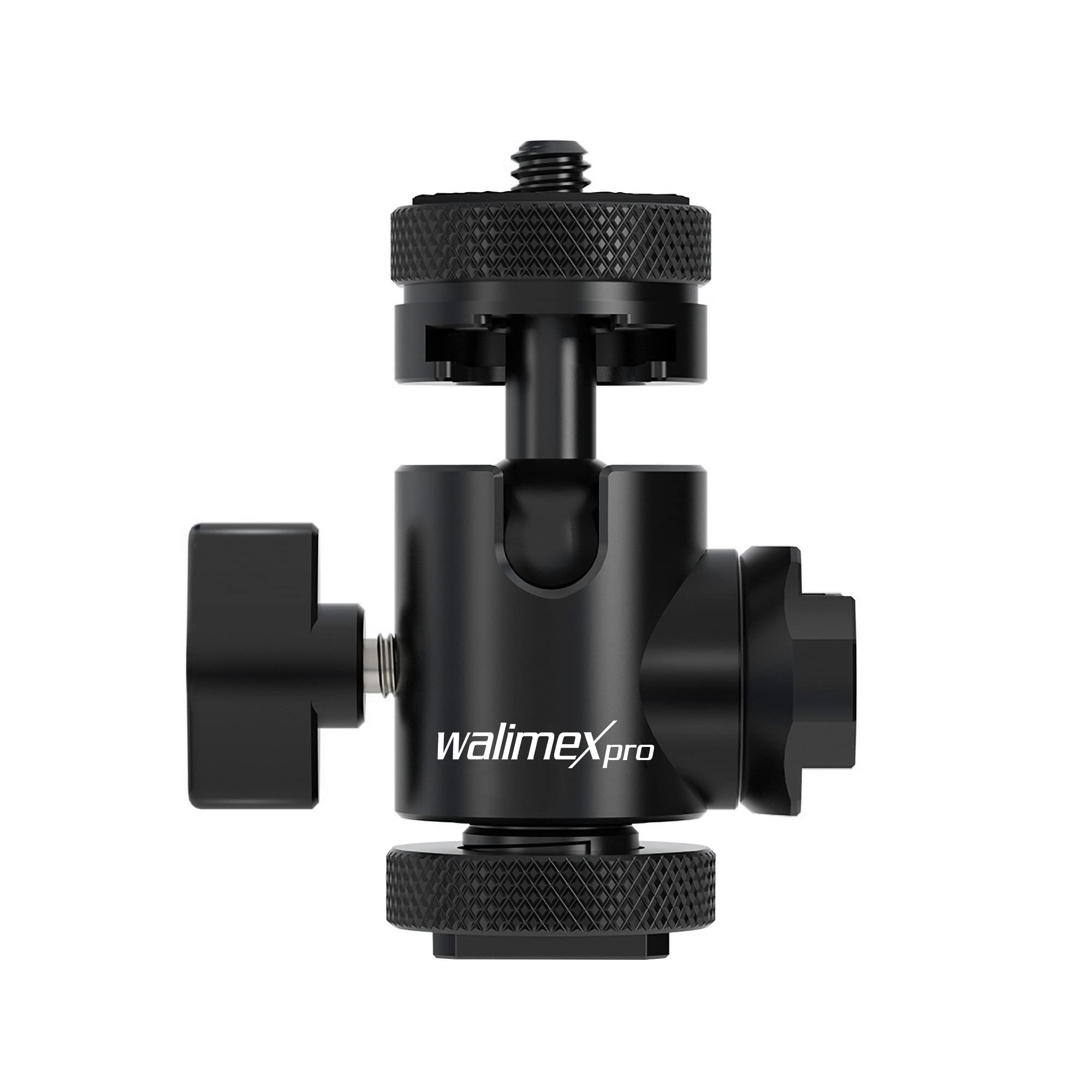 Walimex pro Mini testa a sfera portatile a doppia slitta, attacco da 1/4", max 5 kg, girevole a 360° e orientabile a 180°, per stativi treppiedi fotografici fotocamere, luce LED, smartphone