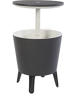 Keter 7.5-Gal Cool Bar Modern Smooth Style with Legs Outdoor Patio Pool Cooler Table, Grey - coolthings.us