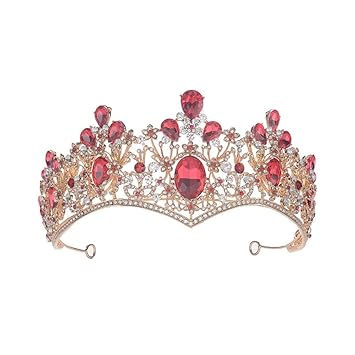 Red Gold Color Crystal Crowns Bride tiara Queen Wedding Crown Headpiece For Women Wedding Hair Jewelry