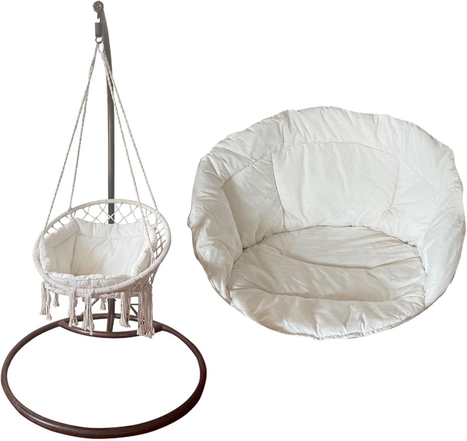 Swing Seat Cushion Hanging Chair Cushion Hammock Cradle Pads for Garden Rocking Home Bedroom Yard Deck (White)