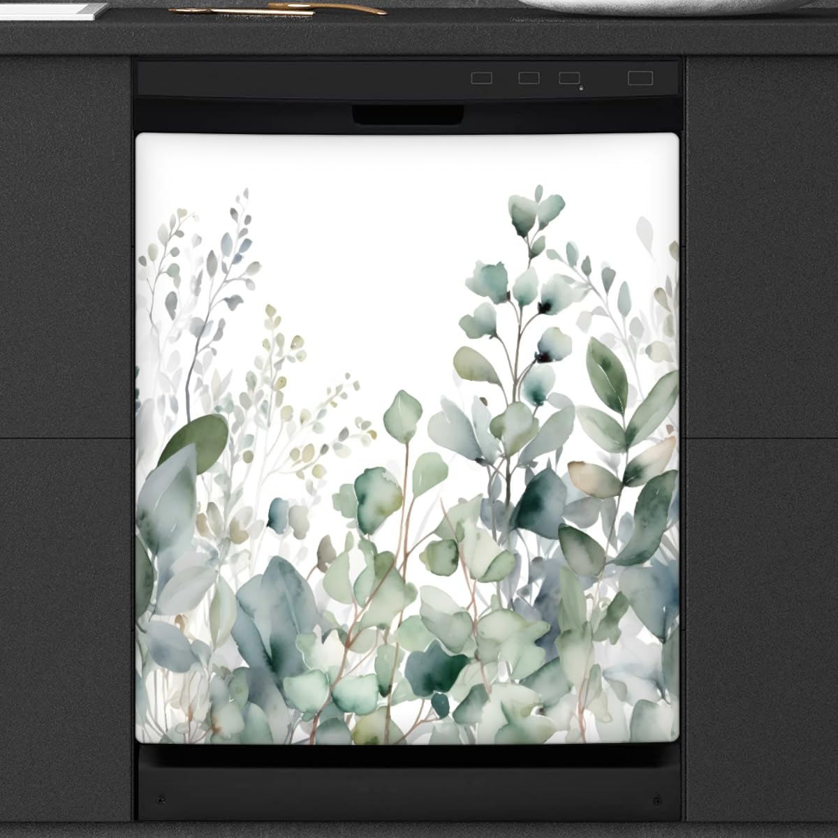 Dishwasher Magnet Cover Eucalyptus Leaves Reusable Dishwasher Magnetic Cover Sticker Decorative Dish Washer Door Cover Panel for Home Kitcen Appliance