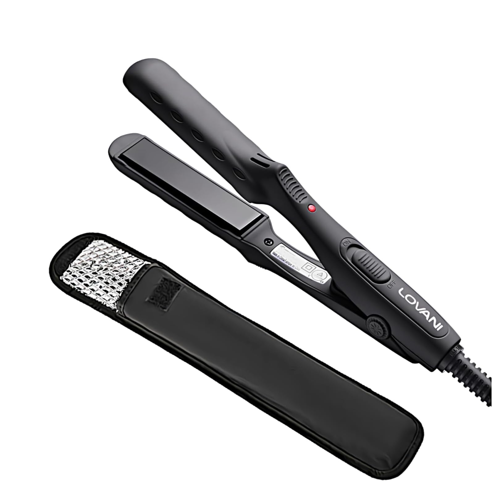 Lovani Mini Portable Flat Iron Tourmaline Ceramic Dual Voltage Travel Iron For Worldwide Use LED Indicator Hair Straightener (Ceramic Mini), Black